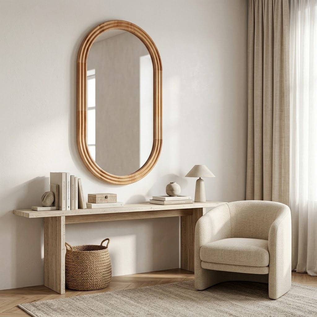 Miroir ovale en bois