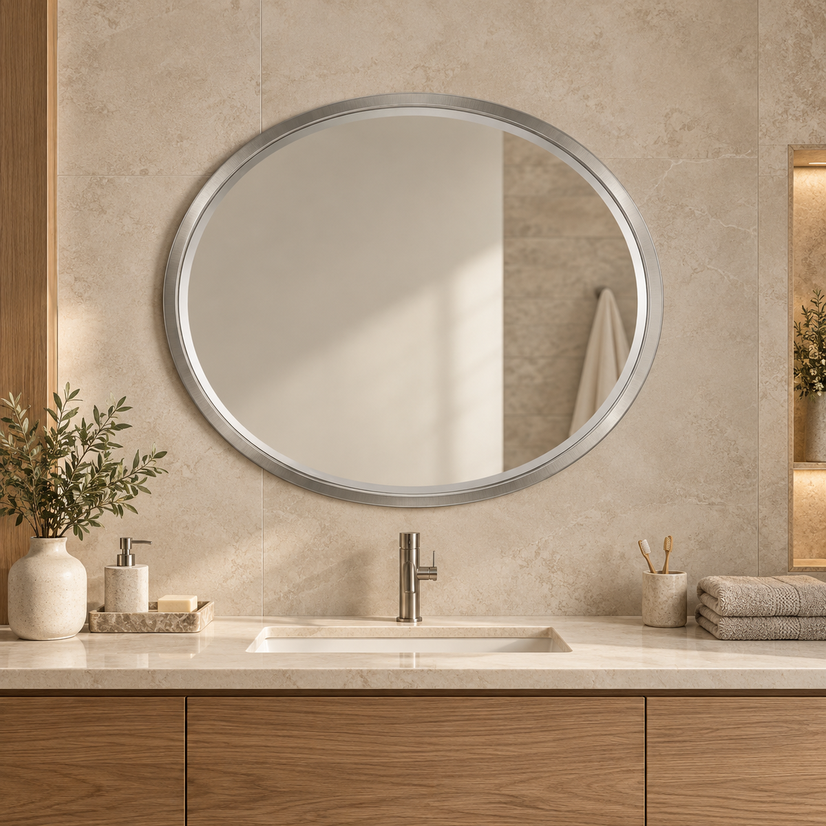 Miroir ovale mural