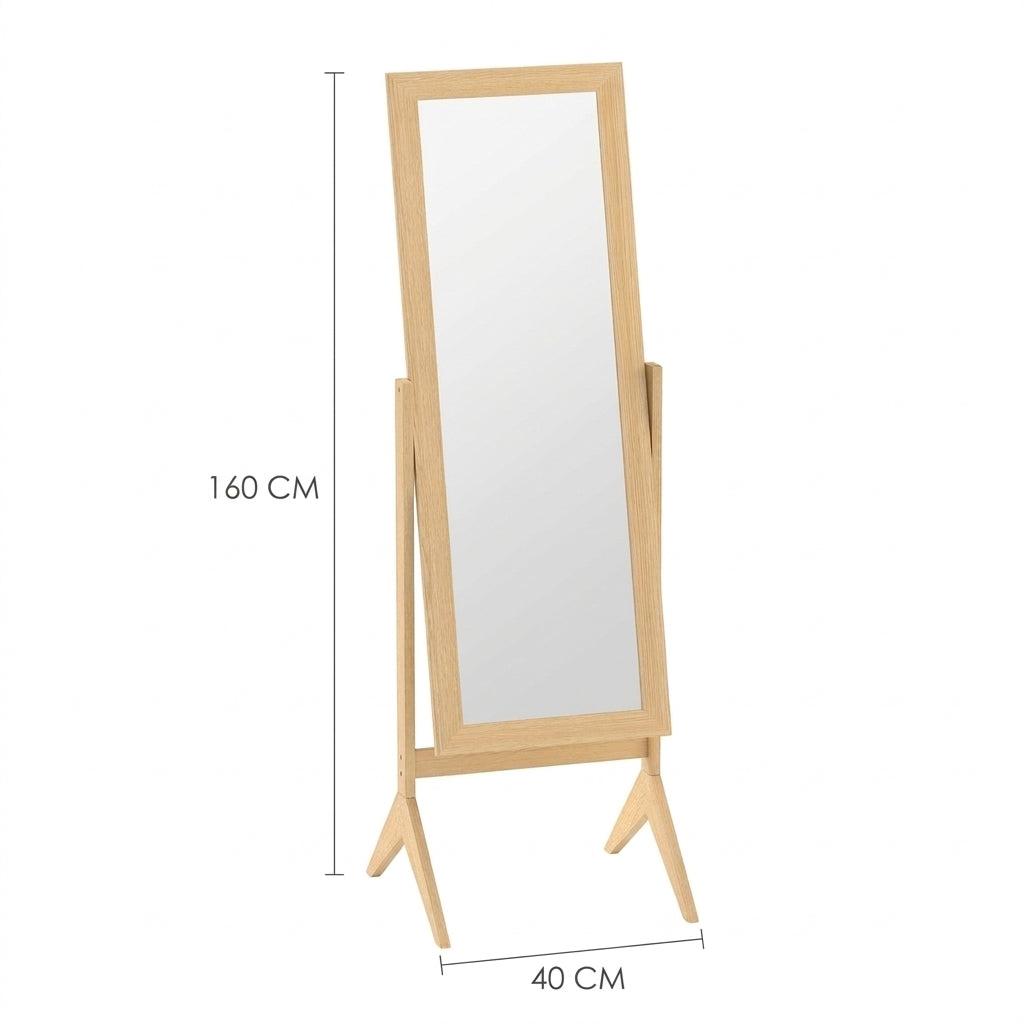 Miroir sur pied en bois