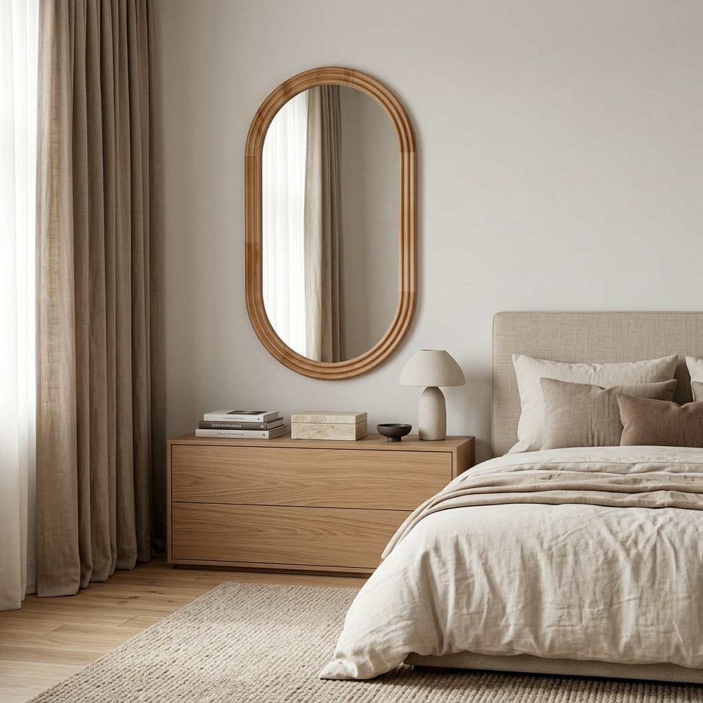 Miroir ovale en bois