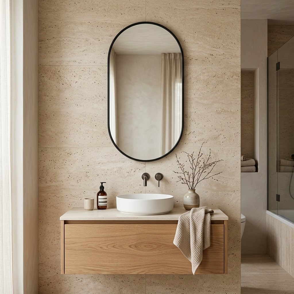 Miroir noir ovale