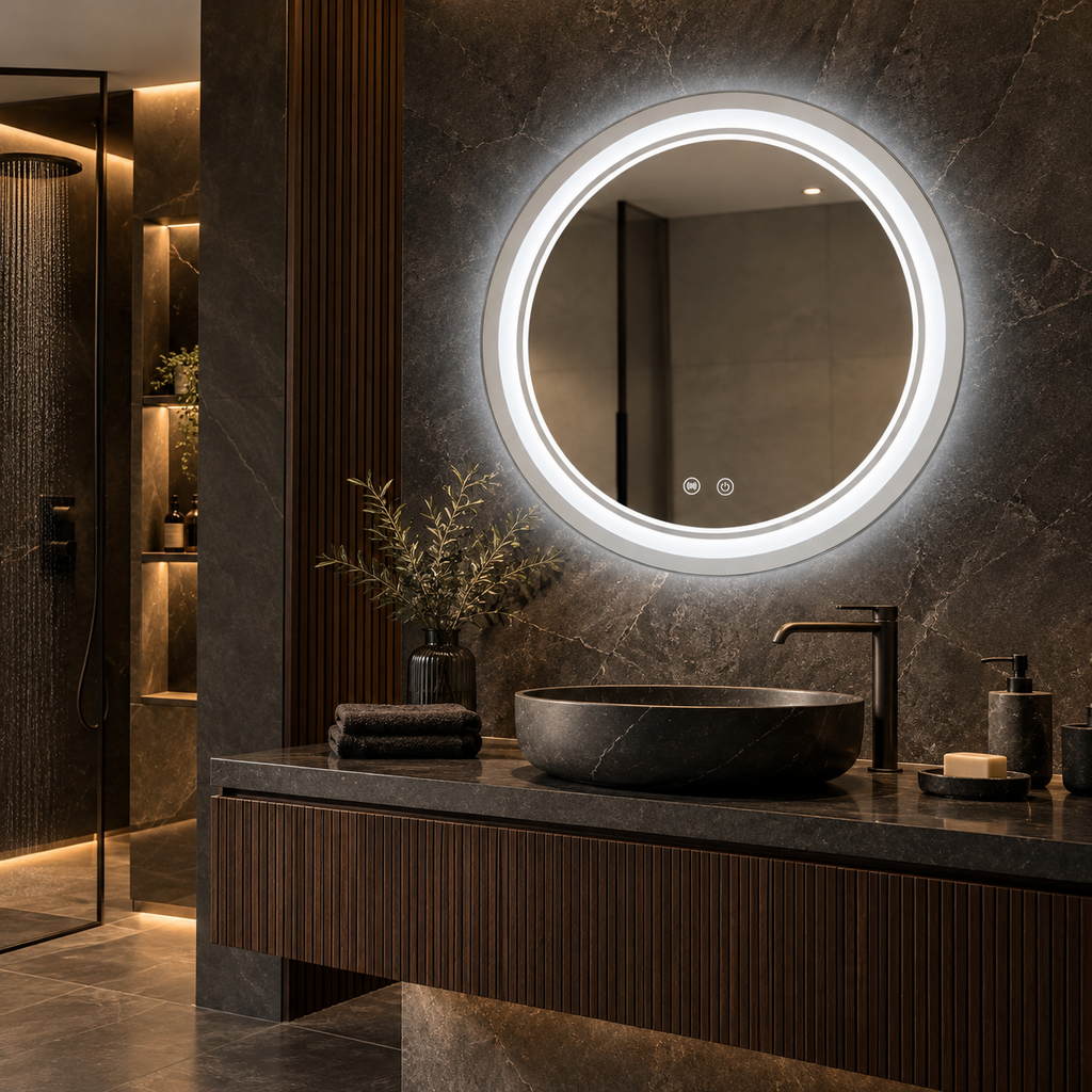 Miroir rond avec led