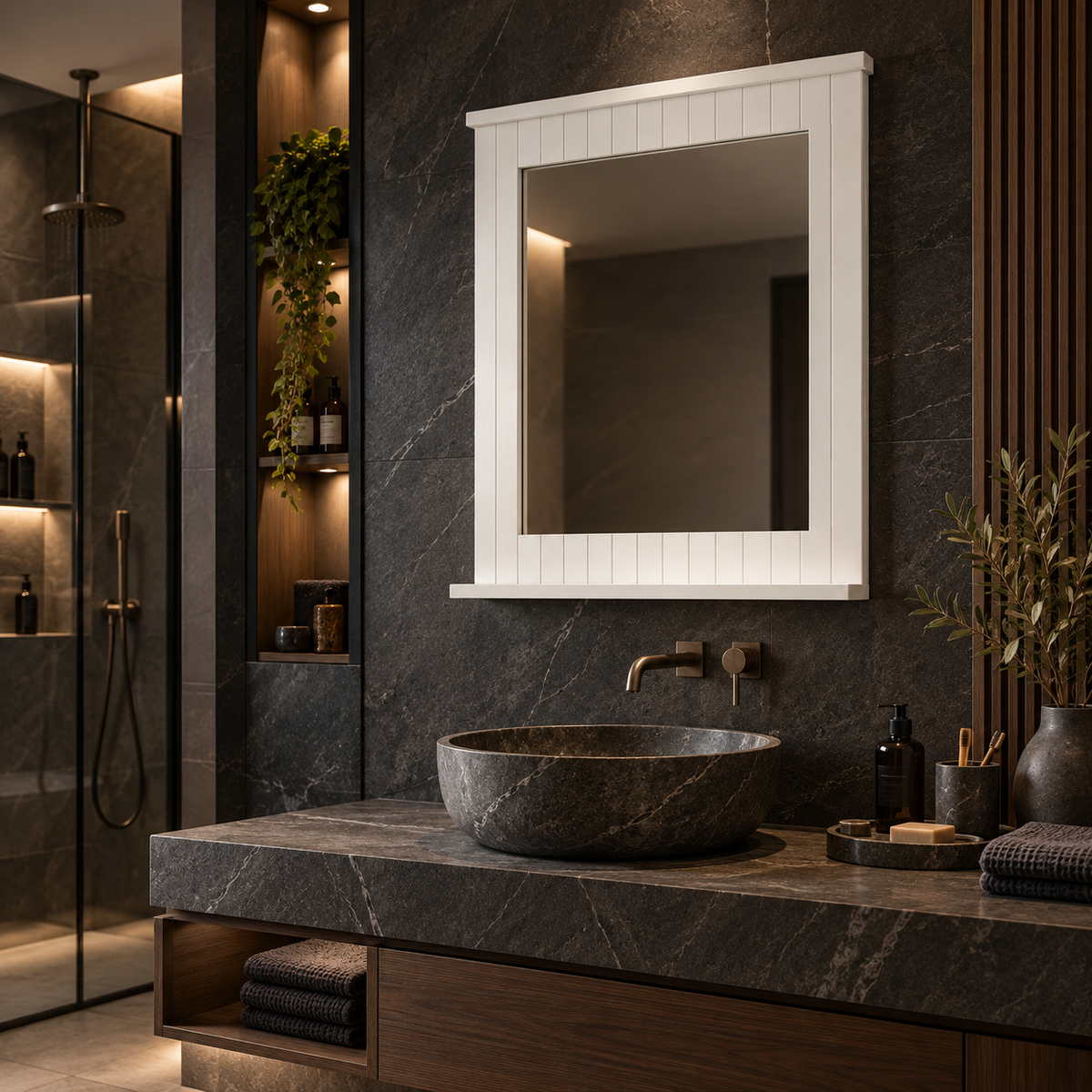 Miroir salle de bain avec etagere