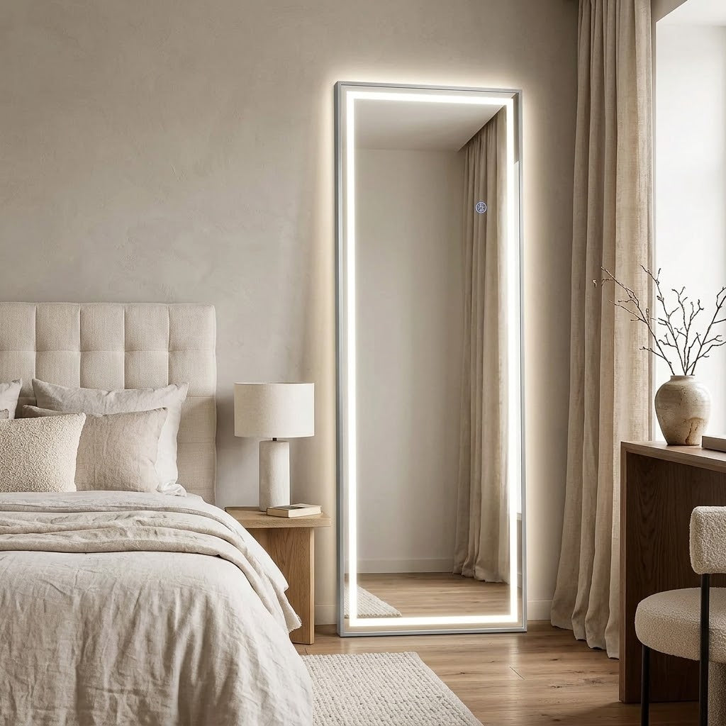 Miroir sur pied LED