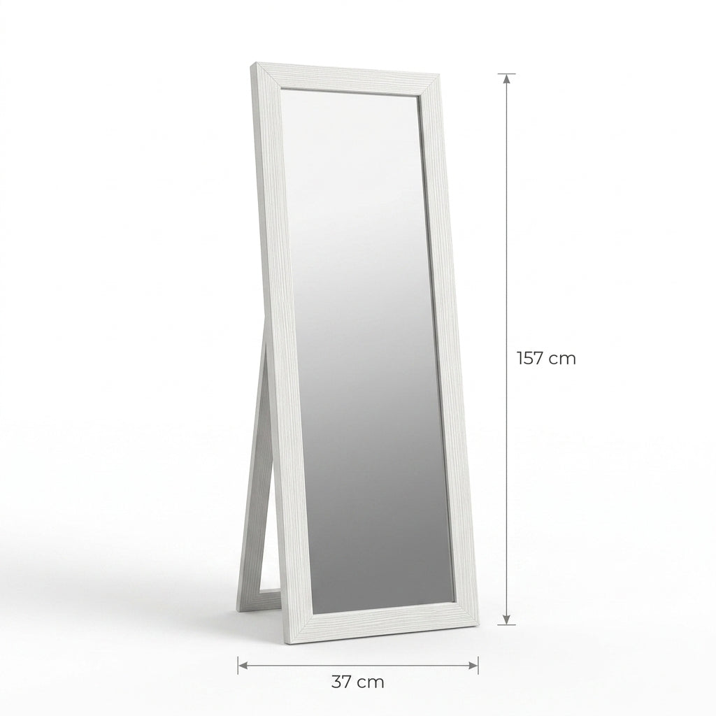 Miroir sur pied blanc