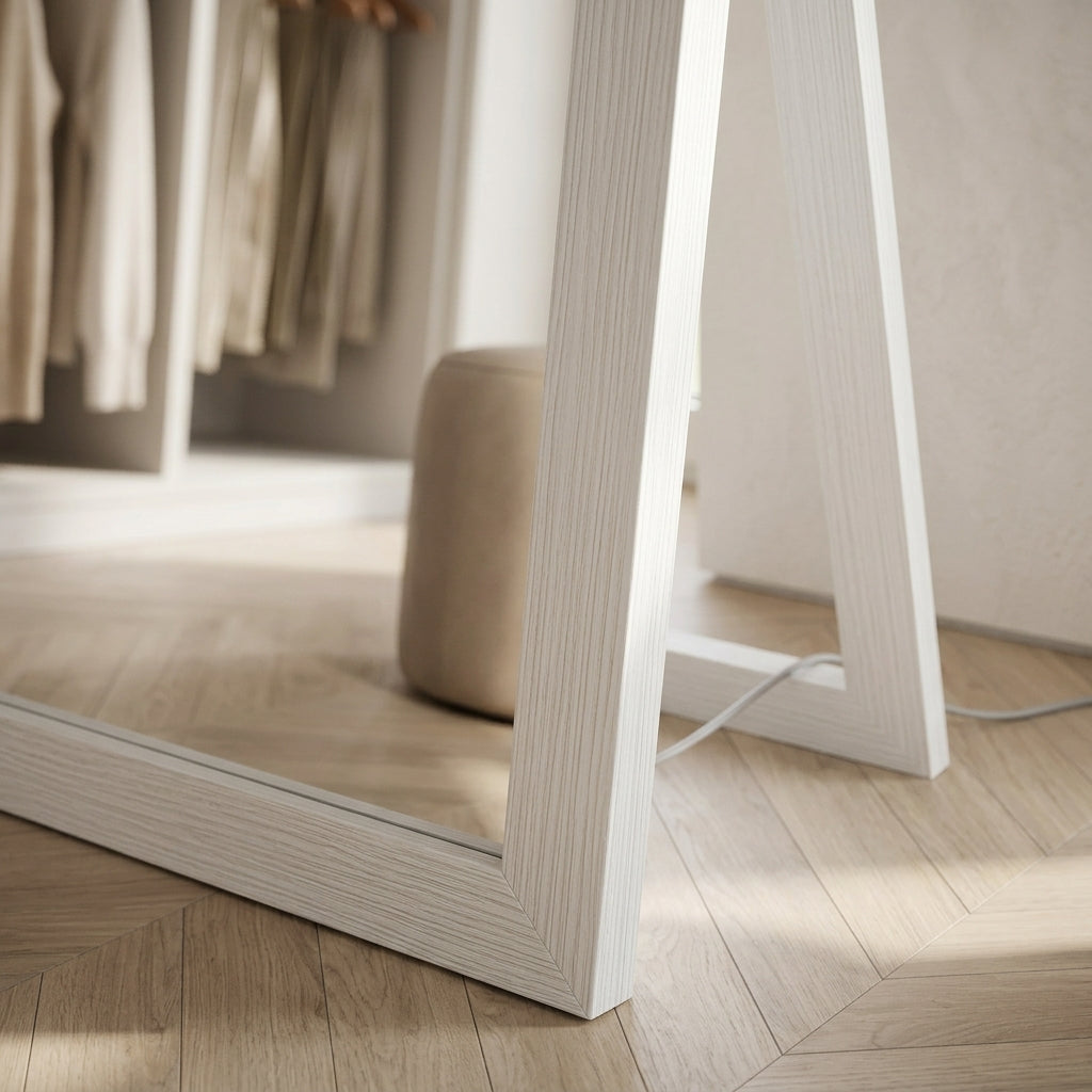 Miroir sur pied blanc