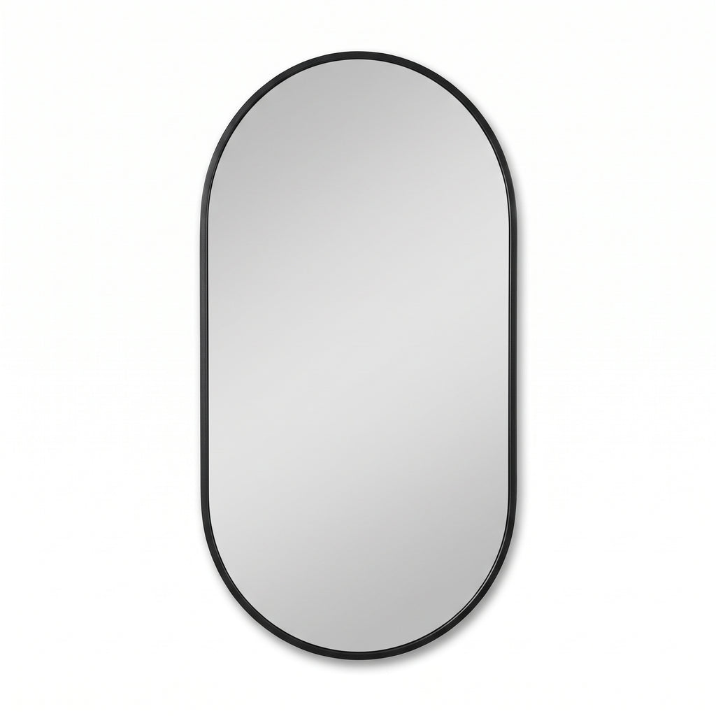 Miroir noir ovale