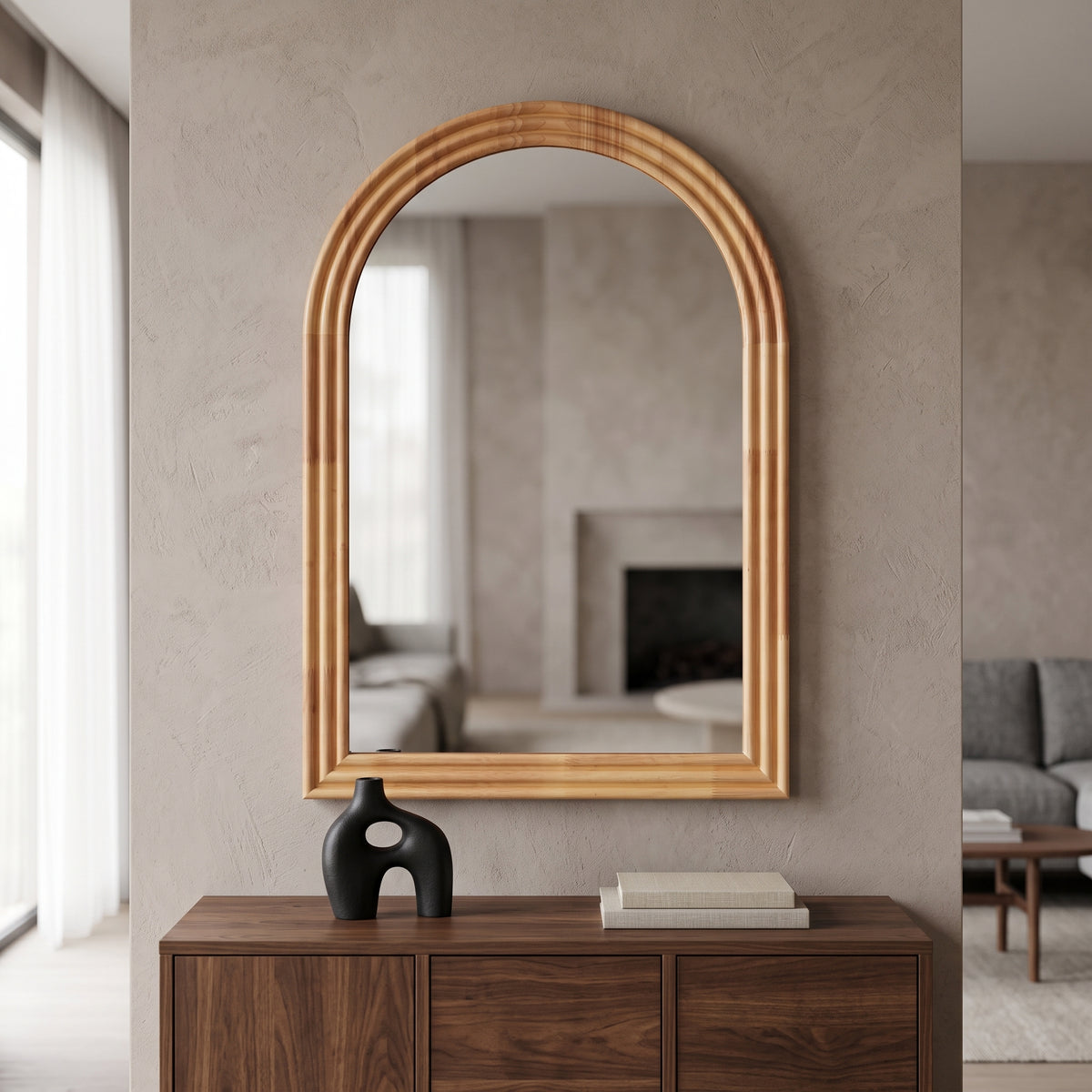 Miroir arche bois