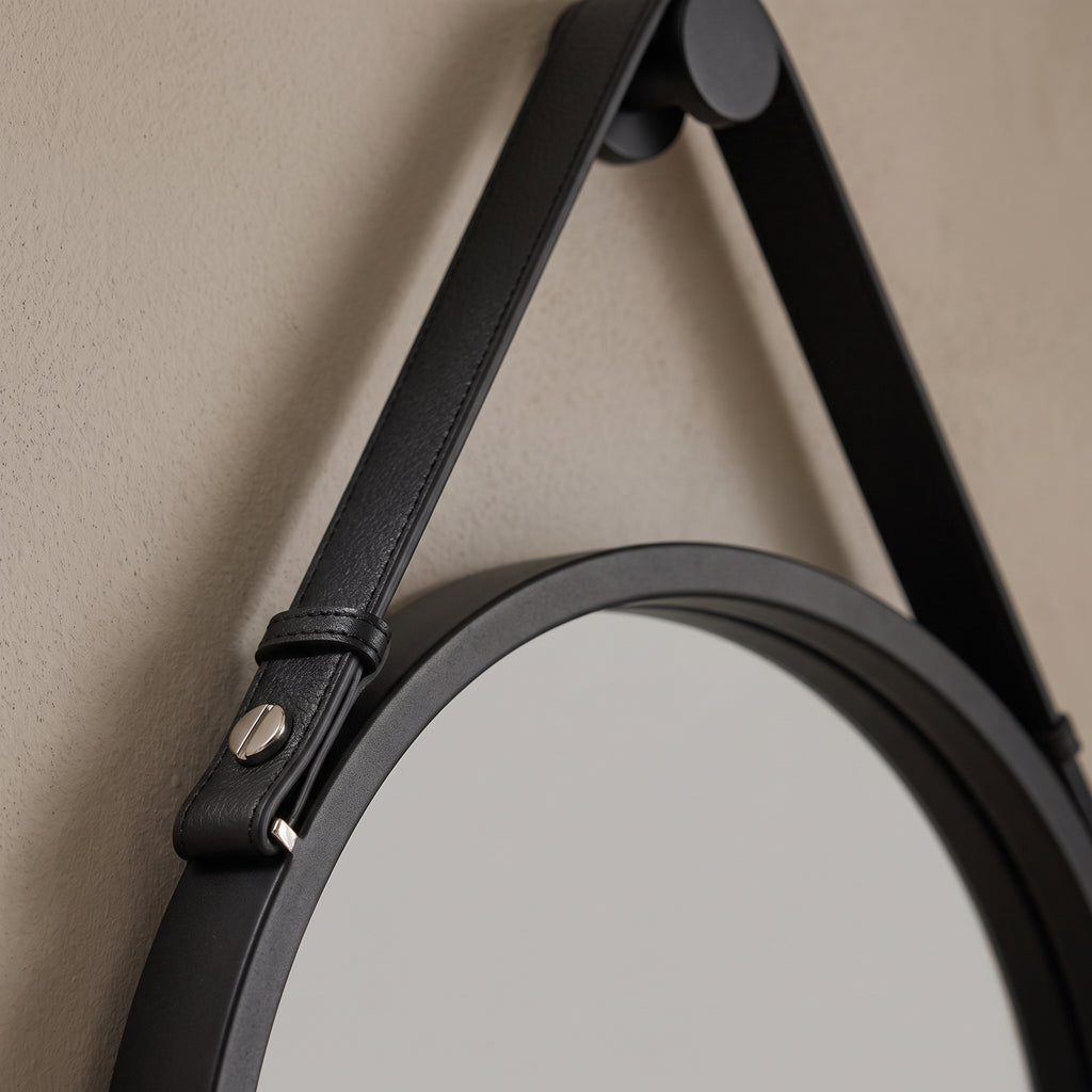 Miroir rond à lanière