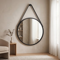 Miroir rond à lanière