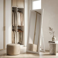 Miroir sur pied blanc