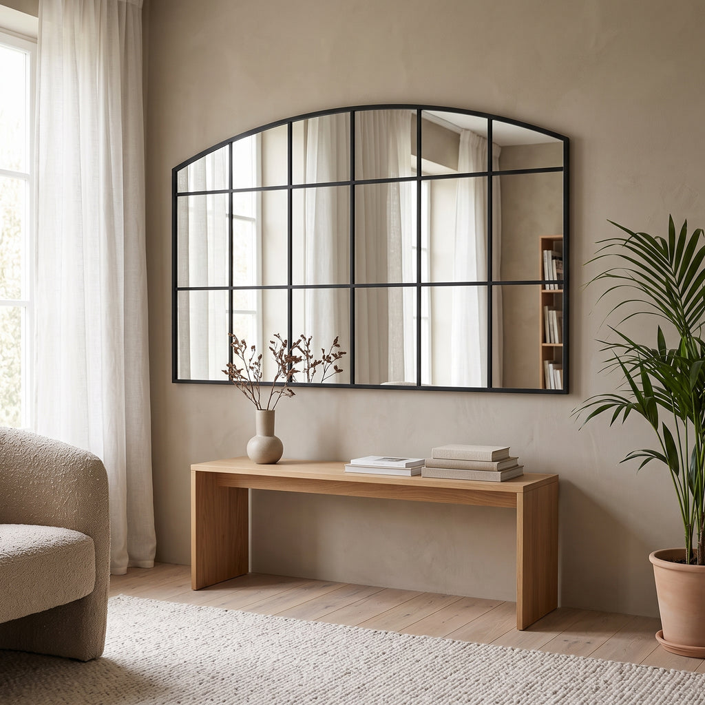 Miroir avec cadre en acier