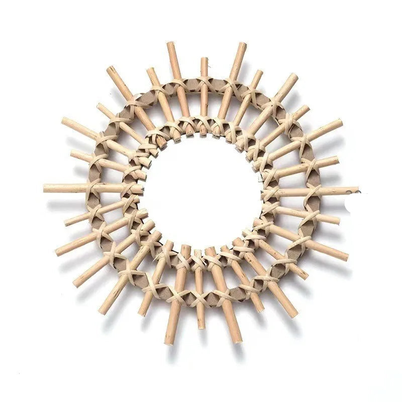 Miroir rond en bois