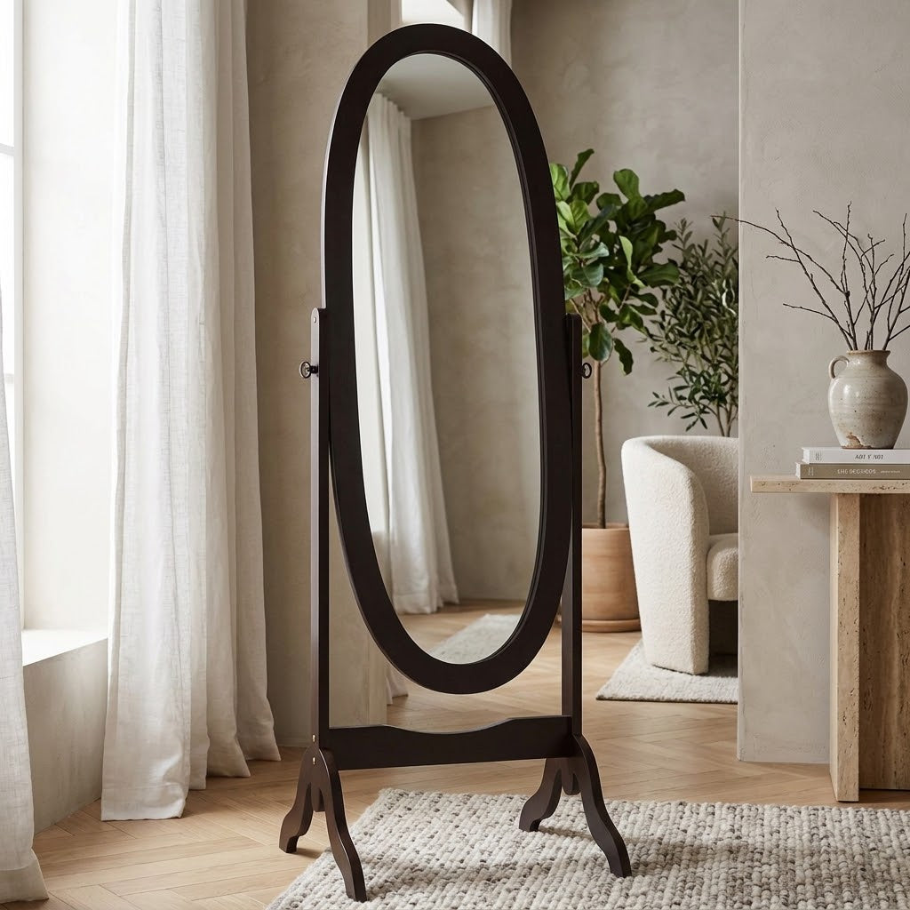 Miroir sur pied ovale