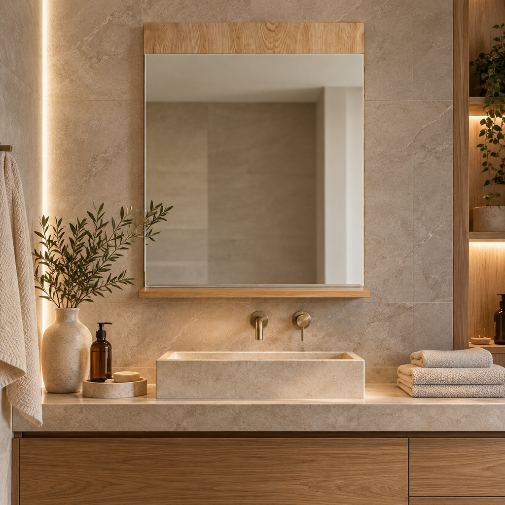 Miroir mural avec etagere