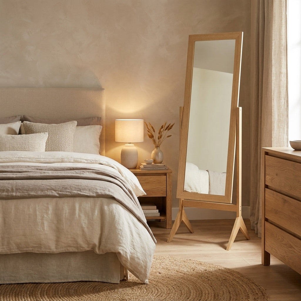 Miroir sur pied en bois