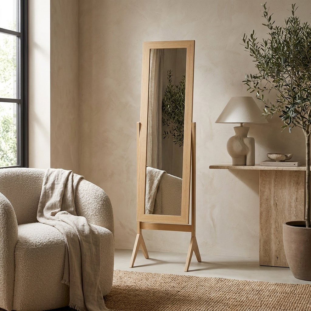 Miroir sur pied en bois