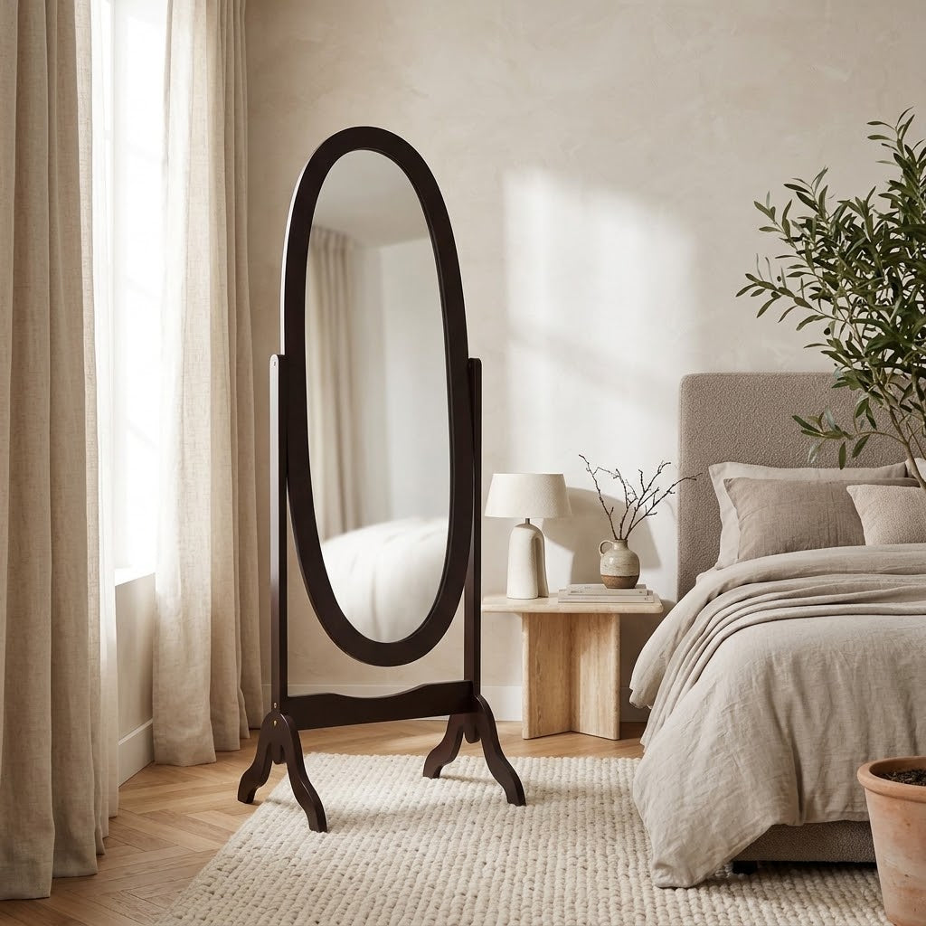 Miroir sur pied ovale