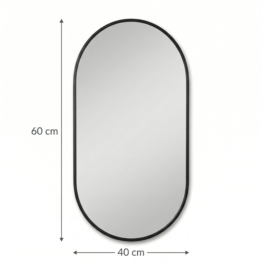 Miroir noir ovale