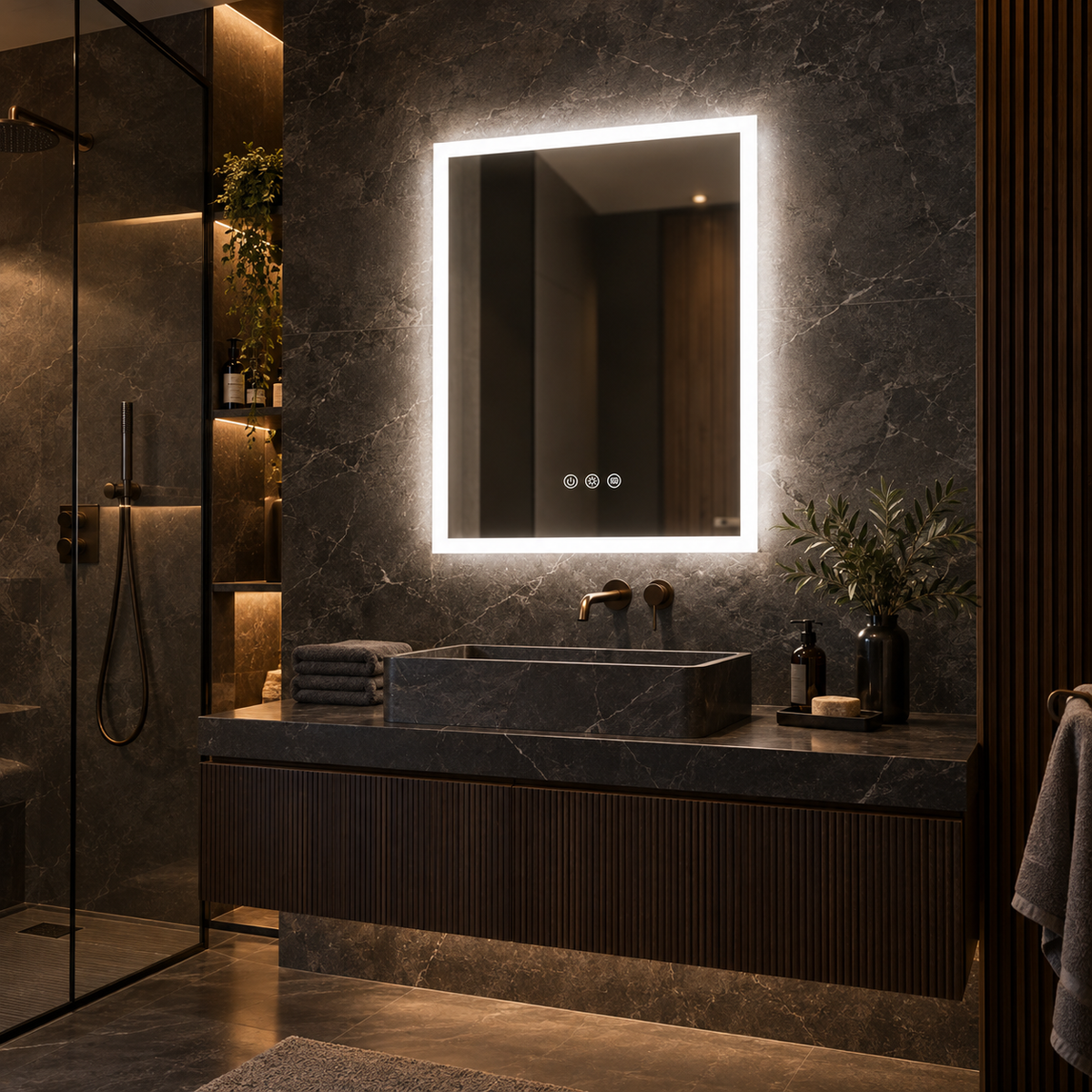 Miroir lumineux rectangulaire