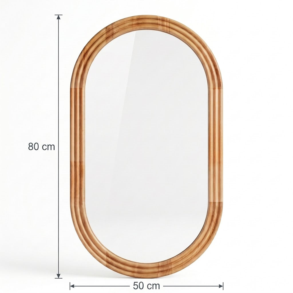 Miroir ovale en bois