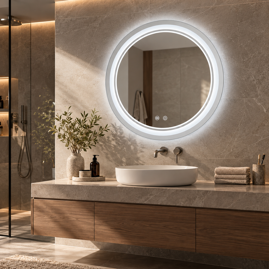 Miroir rond avec led